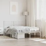 Sängram med huvudgavel och fotgavel vit metall 150x200 cm