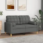 2-sits soffa med prydnadskuddar mörkgrå 120 cm tyg