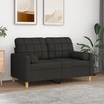 2-sits soffa med prydnadskuddar svart 120 cm tyg