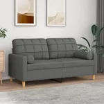 2-sits soffa med prydnadskuddar mörkgrå 140 cm tyg