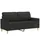 2-sits soffa med prydnadskuddar svart 140 cm tyg