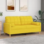 2-sits soffa med prydnadskuddar ljusgul 140 cm tyg