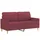 2-sits soffa med prydnadskuddar vinröd 140 cm tyg