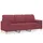 3-sits soffa med prydnadskuddar vinröd 180 cm Tyg