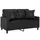 2-sits soffa med prydnadskuddar svart 120 cm konstläder