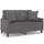 2-sits soffa med prydnadskuddar grå 120 cm konstläder