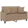 2-sits soffa med prydnadskuddar cappuccino 120 cm konstläder