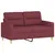 Produktbild 4 för 2-sits soffa med prydnadskuddar vinröd 120 cm tyg