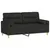 Produktbild 3 för 2-sits soffa med prydnadskuddar svart 140 cm tyg