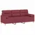Produktbild 3 för 3-sits soffa med prydnadskuddar vinröd 180 cm Tyg