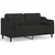 Produktbild 2 för 2-sits soffa med prydnadskuddar svart 140 cm tyg