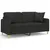 Produktbild 2 för 2-sits soffa med prydnadskuddar svart 140 cm tyg