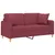 Produktbild 3 för 2-sits soffa med prydnadskuddar vinröd 140 cm tyg