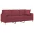 Produktbild 3 för 3-sits soffa med prydnadskuddar vinröd 180 cm Tyg