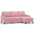 Produktbild 2 för 3-sitssoffa med fotpall rosa 180 cm sammet