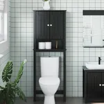 Förvaringsskåp ö. toalett BERG svart 60x27x164,5 cm massivt trä