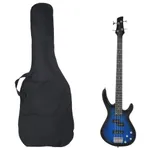 Elektrisk basgitarr för nybörjare med väska blå&svart 4/4 46"