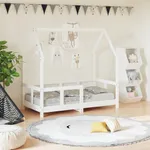 Sängram för barnsäng vit 70x140 cm massiv furu