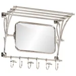 Bagagehylla med klädhängare & spegel väggmonterad aluminium