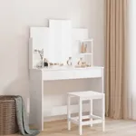 Sminkbord med spegel vit högglans 96x39x142 cm