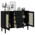 Produktbild 4 för Sidobord SENJA rottinglook svart 112x40x80 cm massiv furu