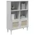 Produktbild 3 för Bokhylla SENJA rottinglook vit 90x35x130 cm massiv furu