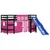 Produktbild 4 för Loftsäng med rutschkana rosa 90x200 cm massiv furu