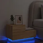Sängbord med LED-belysning sonoma-ek 70x36x40,5 cm