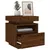 Produktbild 4 för Sängbord med LED-belysning 2 st brun ek 40x39x48,5 cm