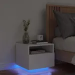 Sängbord med LED-lampor vit 40x39x37 cm