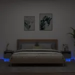 Sängbord med LED-lampor 2 st svart 40x39x37 cm