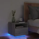 Sängbord med LED-lampor grå sonoma 40x39x37 cm