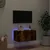 Produktbild 3 för Väggmonterad tv-bänk LED rökfärgad ek 60x35x31 cm