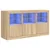 Produktbild 2 för Skänk med LED-belysning sonoma-ek 123x37x67 cm