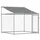 Hundgård med tak och dörrar grå 4x2x2 cm galvaniserat stål