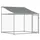 Hundgård med tak och dörrar grå 8x2x2 cm galvaniserat stål