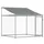 Hundgård med tak och dörr grå 4x2x2 cm galvaniserat stål