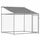 Hundgård med tak och dörr grå 12x2x2 cm galvaniserat stål