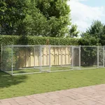 Hundgård med dörrar grå 6x2x1,5 cm galvaniserat stål