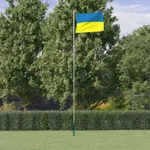 Ukrainas flagga och flaggstång 6,23 m aluminium