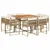 Produktbild 2 för Matgrupp för trädgården med dynor 9 delar beige konstrotting