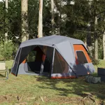 Campingtält 10 personer grå orange mörkläggningstyg vattentätt