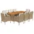 Produktbild 2 för Matgrupp för trädgården med dynor 9 delar beige konstrotting