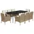 Produktbild 2 för Matgrupp för trädgården med dynor 9 delar beige konstrotting