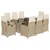 Produktbild 2 för Matgrupp för trädgården med dynor 9 delar beige konstrotting