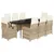 Produktbild 2 för Matgrupp för trädgården med dynor 9 delar beige konstrotting
