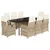 Produktbild 2 för Matgrupp för trädgården med dynor 9 delar beige konstrotting