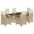 Produktbild 2 för Matgrupp för trädgården med dynor 7 delar beige konstrotting