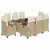 Produktbild 2 för Matgrupp för trädgården med dynor 9 delar beige konstrotting