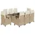 Produktbild 2 för Matgrupp för trädgården med dynor 9 delar beige konstrotting